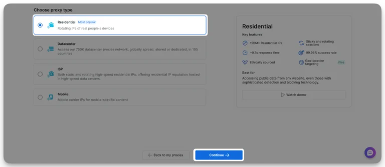 Choose residential proxy