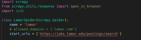 Basic Scrapy spider skeleton code