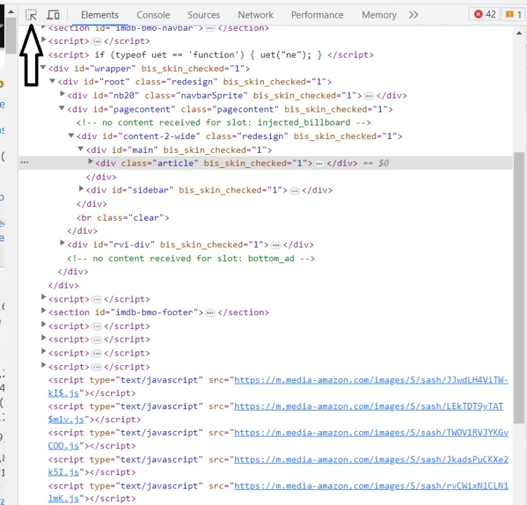 Element inspector icon in browser