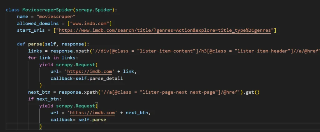 Full parse function including pagination logic
