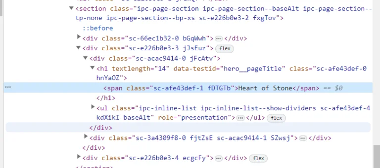 HTML element for movie title