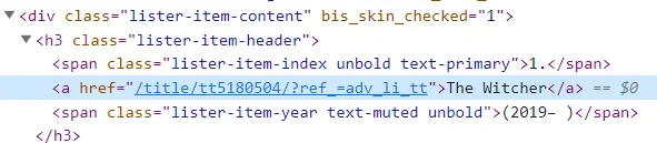 HTML structure of lister-item-content