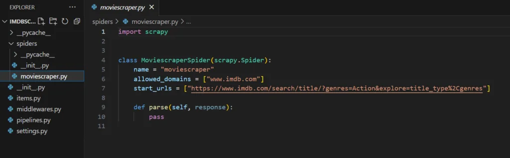 Default Scrapy spider template