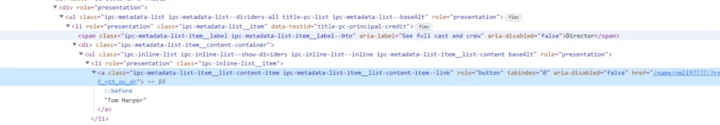 HTML element for director